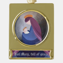 Madonna and Child - Hail Mary Banner Ornament