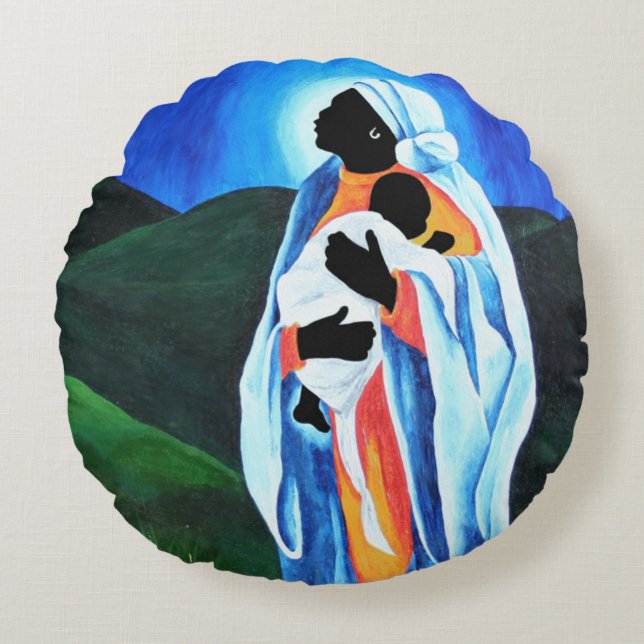 Madonna and child - Hope for the world 2008 Round Pillow (Front)