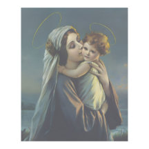 Madonna and Child Jesus Vintage Poster Print Art 