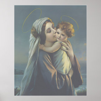 Madonna and Child Jesus Vintage Poster Print Art