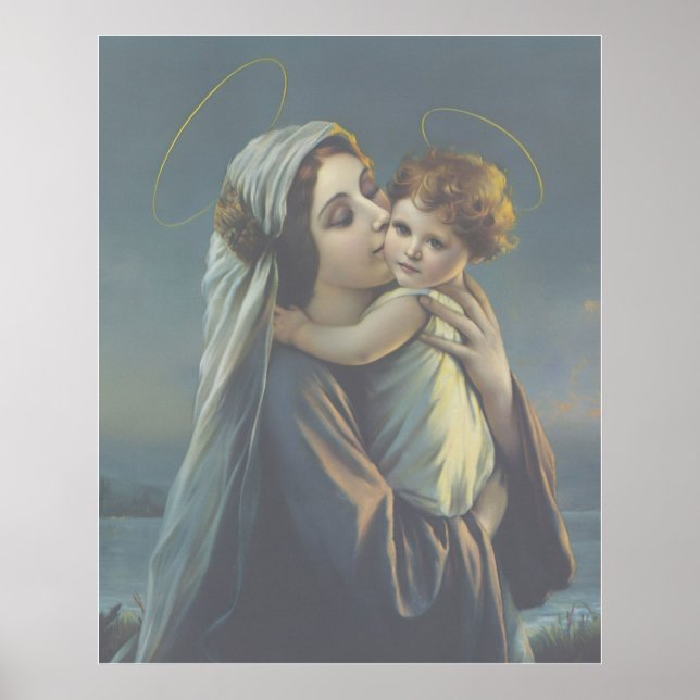 Madonna and Child Jesus Vintage Poster Print Art  (Front)