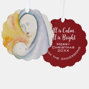 Madonna and Child Keepsake Modern Religious Ornament Card