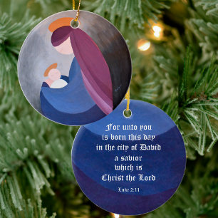 Madonna and Child - Luke 2:11 Christmas ornament