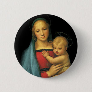 Madonna And Child, Madonna del Granduca by Raphael 2 Inch Round Button