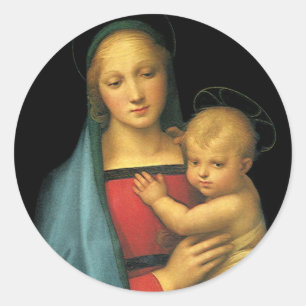 Madonna And Child, Madonna del Granduca by Raphael Classic Round Sticker