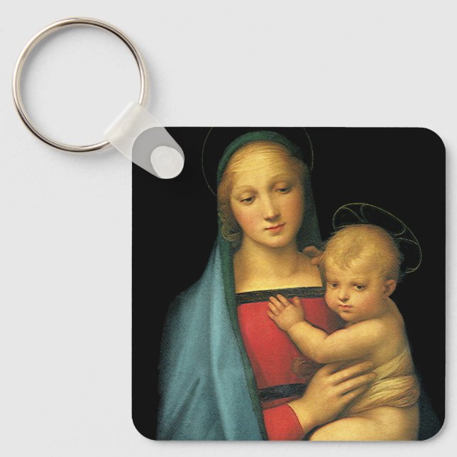 Madonna And Child, Madonna del Granduca by Raphael Keychain (Front)