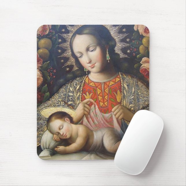 Madonna And Child Mouse Pad (With Mouse)