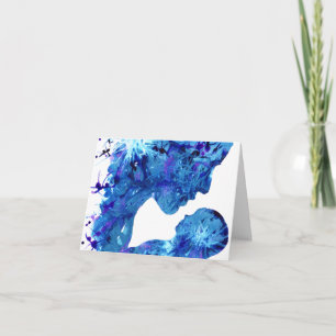 Madonna and Child Nativity Blue watercolor Holiday Card