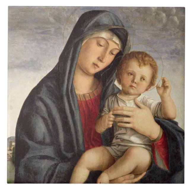 Madonna and Child (oil on panel) 2 Tile (Front)
