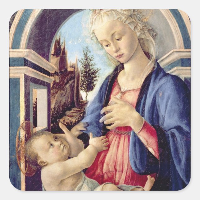 Madonna and Child (panel) 2 Square Sticker (Front)