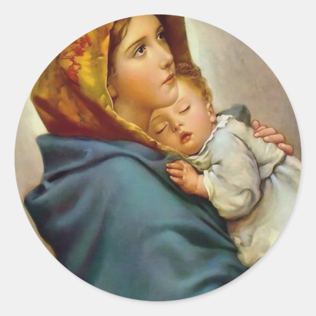 Madonna And Child Roberto Ferruzzi Classic Round Sticker (Front)