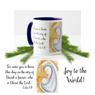 Madonna and Child Scripture Modern Watercolor Mug