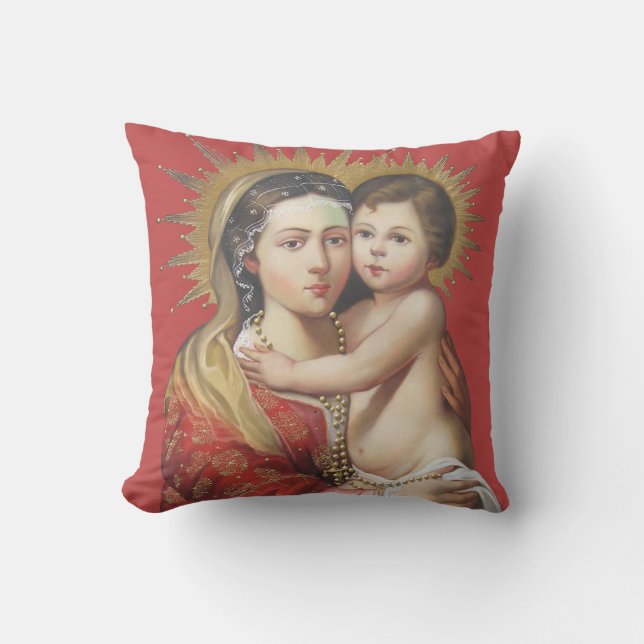 Madonna and Child Throw Pillow (Front)