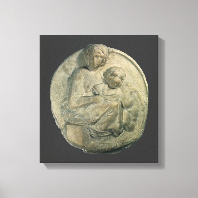 Madonna and Child, Tondo Pitti by Michelangelo Canvas Print (Front)