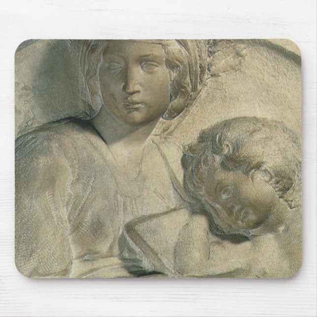 Madonna and Child, Tondo Pitti by Michelangelo Mouse Pad (Front)