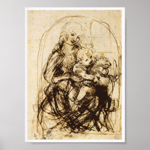 Madonna and Child with a Cat, Leonardo da Vinci Poster