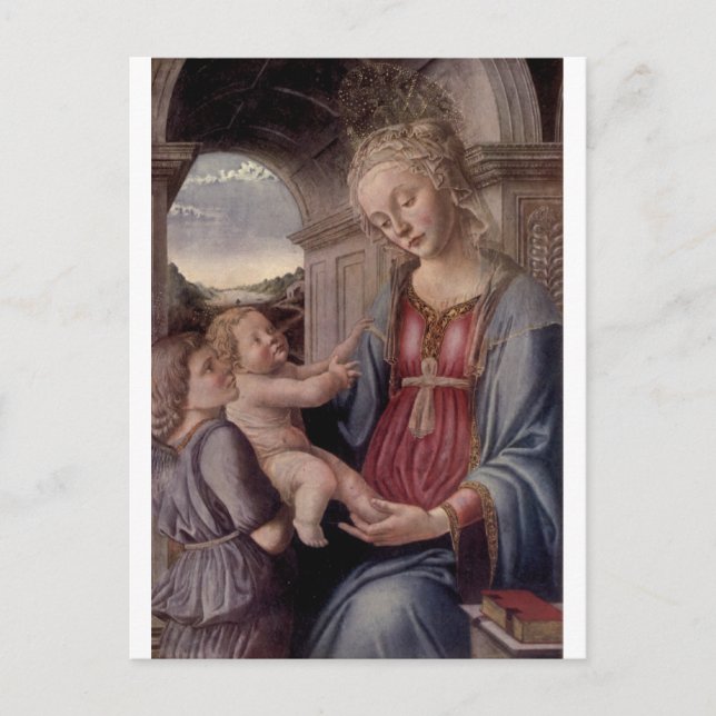 Madonna and Child With Angel by Fra Lippo Lippi Postcard (Front)