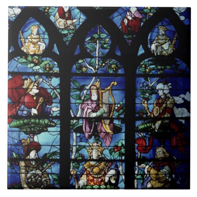 Madonna and Child with angels and portraits reflec Tile (Front)