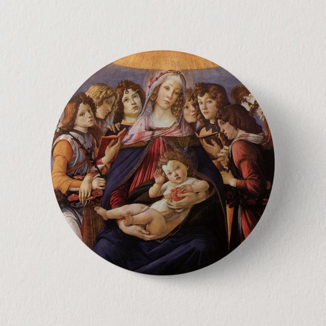 Madonna and Child with Angels by Sandro Botticelli 2 Inch Round Button (Front)