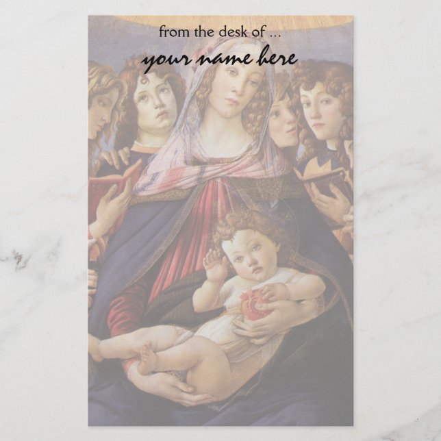 Madonna and Child with Angels by Sandro Botticelli Stationery (Front)