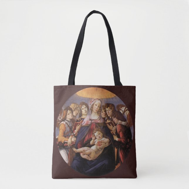 Madonna and Child with Angels by Sandro Botticelli Tote Bag (Front)