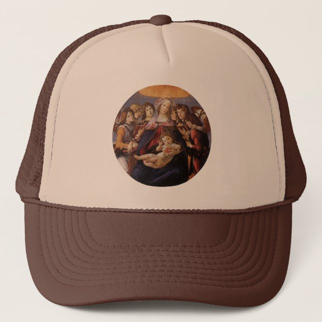 Madonna and Child with Angels by Sandro Botticelli Trucker Hat (Front)
