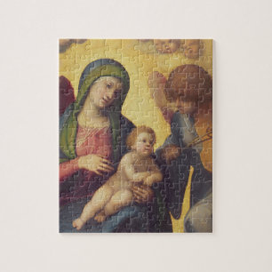 Madonna and Child with Angels c.1510-15 (oil on pa Jigsaw Puzzle