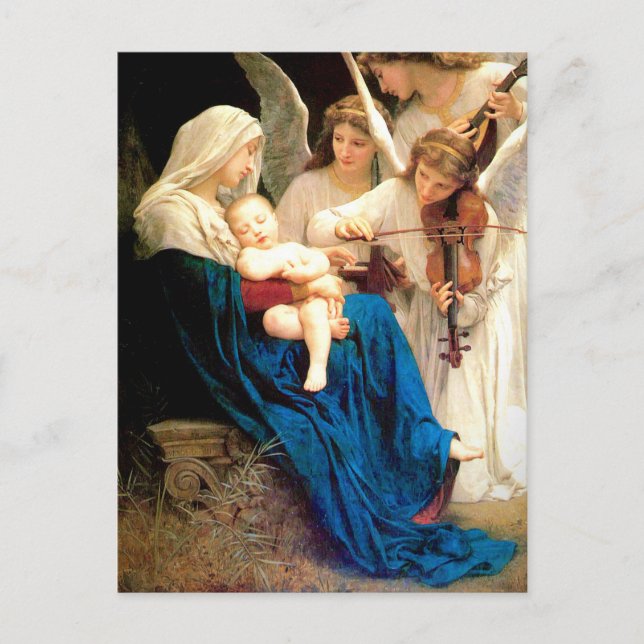 Madonna and Child with Angels Christmas Postcard (Front)