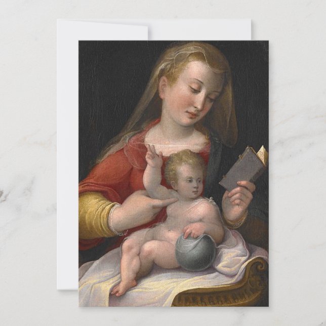 Madonna and Child with Book - Christmas Invitation (Front)