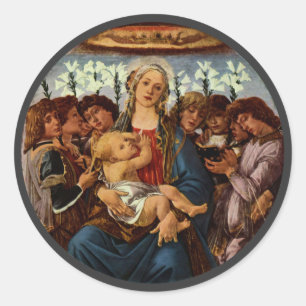 Madonna and Child with Eight Angels by Botticelli Classic Round Sticker