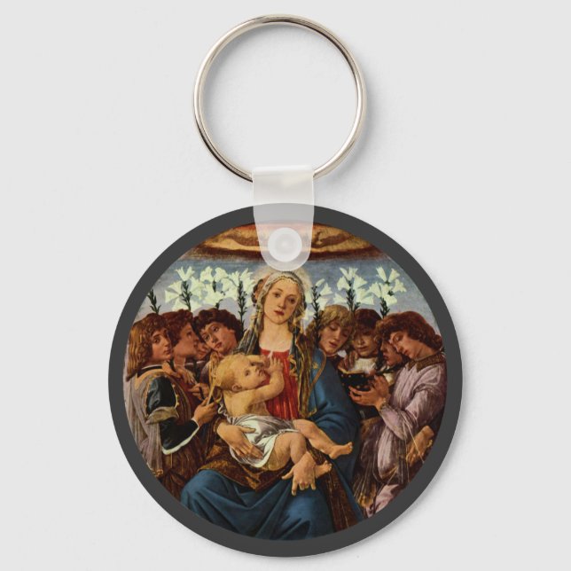 Madonna and Child with Eight Angels by Botticelli Keychain (Front)