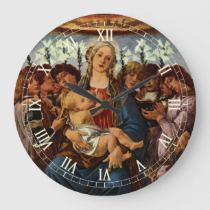 Madonna and Child with Eight Angels by Botticelli Large Clock