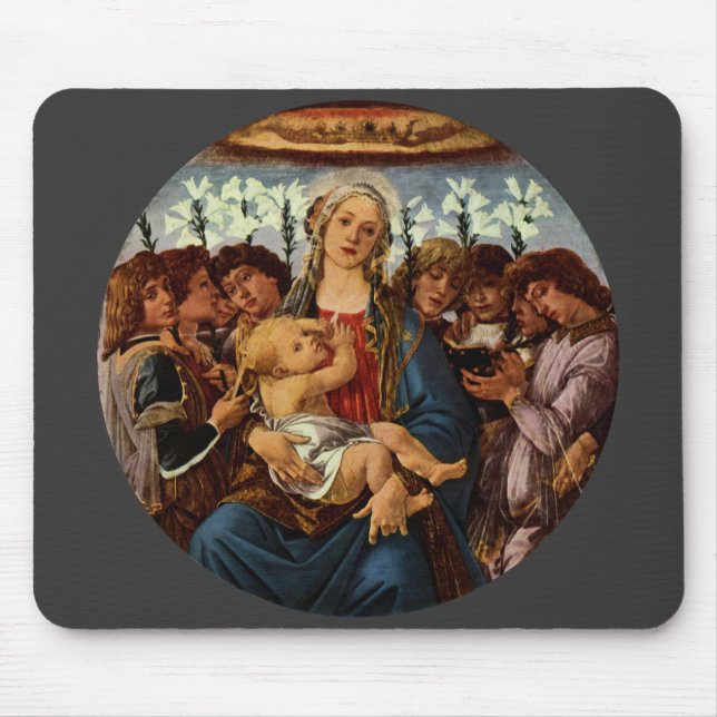 Madonna and Child with Eight Angels by Botticelli Mouse Pad (Front)