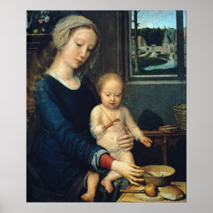Madonna and Child With Milk Soup - Gerard David Poster