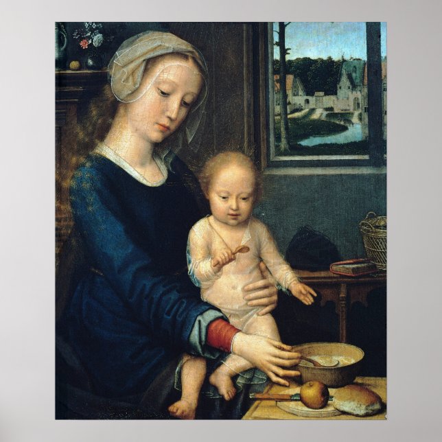 Madonna and Child With Milk Soup - Gerard David Poster (Front)