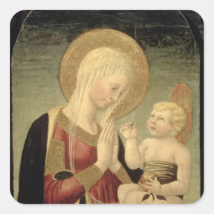 Madonna and Child with Pomegranate Square Sticker