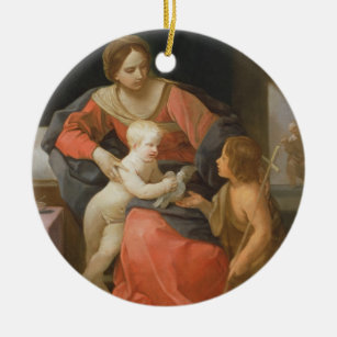 Madonna and Child with Saint John the Baptist Ceramic Ornament
