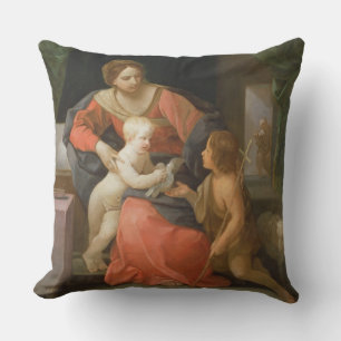 Madonna and Child with Saint John the Baptist Throw Pillow