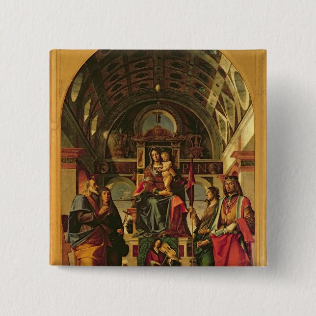 Madonna and Child with Saints, 1499 2 Inch Square Button (Front)