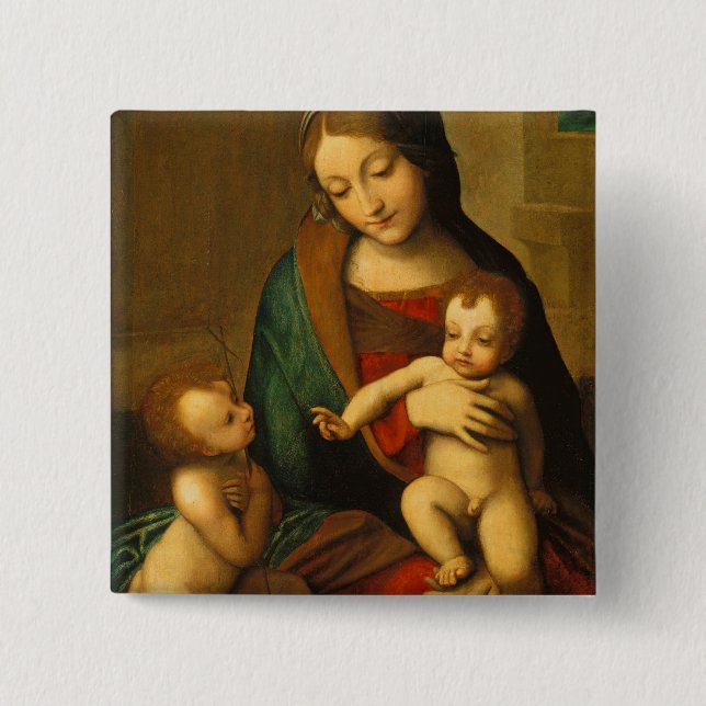Madonna and Child with Saints 2 Inch Square Button (Front)