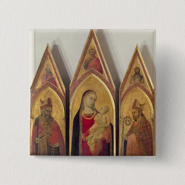 Madonna and Child with SS. Nicholas and Proculus, 2 Inch Square Button (Front)