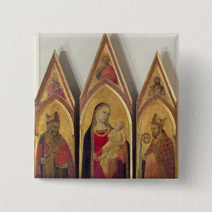 Madonna and Child with SS. Nicholas and Proculus, 2 Inch Square Button