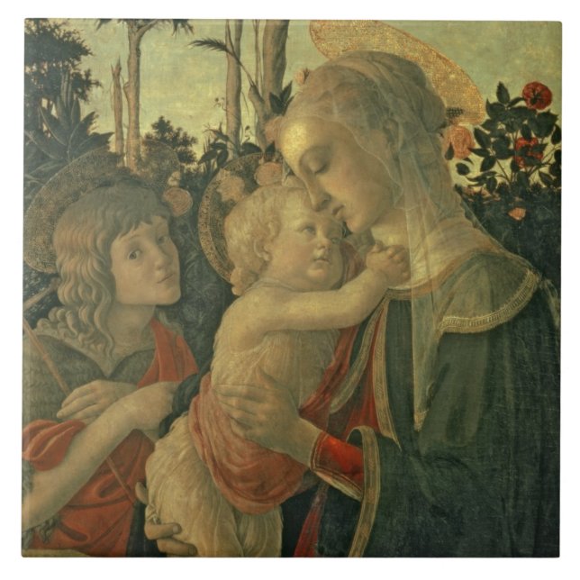 Madonna and Child with St. John the Baptist (oil o Tile (Front)