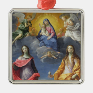 Madonna and Child with St. Lucy and Mary Magdalene Metal Ornament