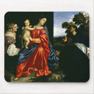 Madonna and Child with Sts Catherine and Dominic a Mouse Pad