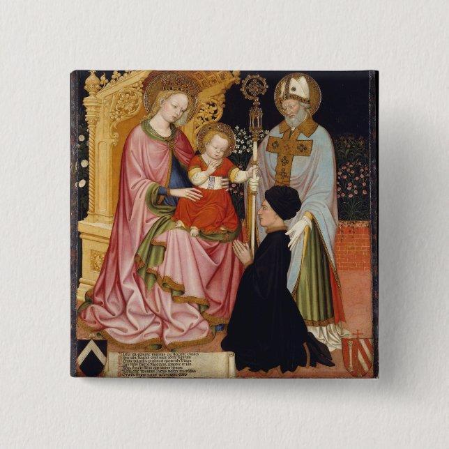 Madonna and Child with the Donor 2 Inch Square Button (Front)