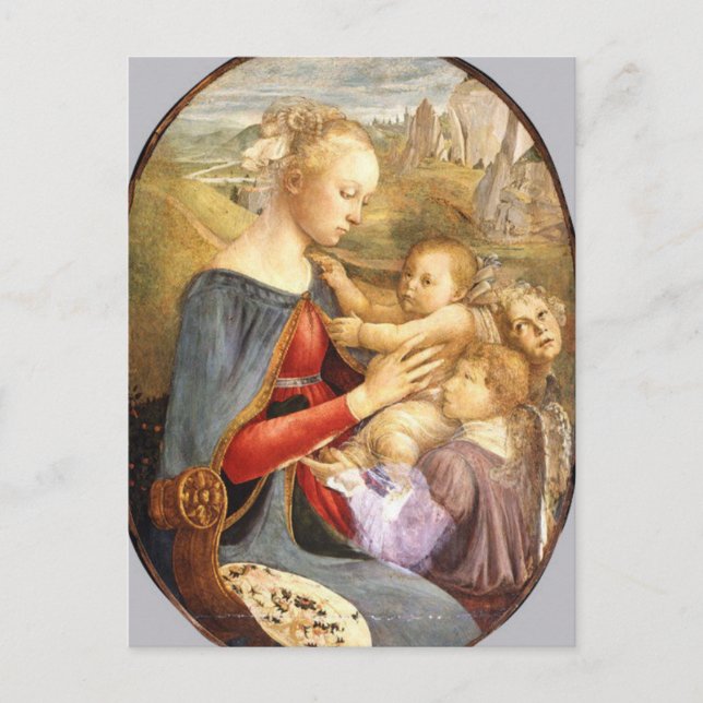 Madonna and Child with Two Angels by Botticelli Po Postcard (Front)