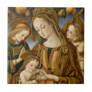 Madonna and Child with Two Angels Tile