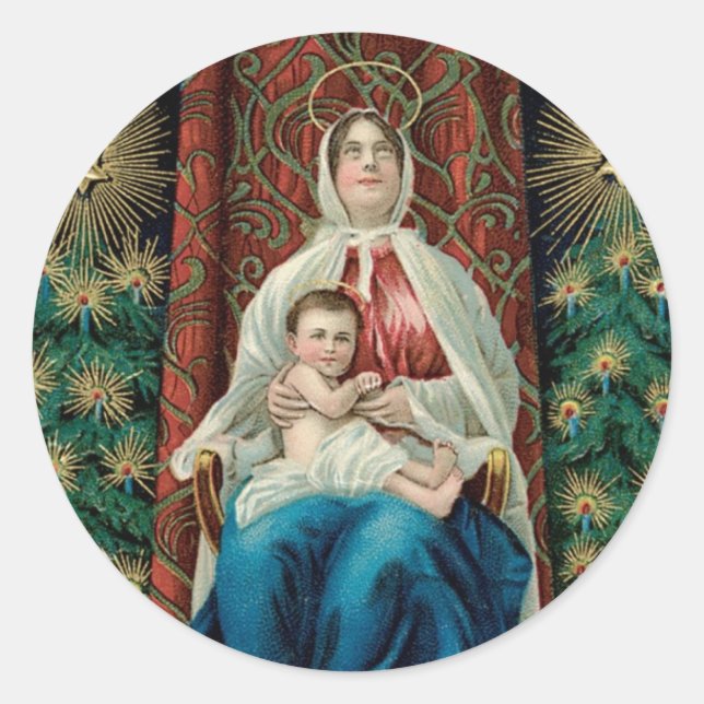 Madonna and Christ Child Classic Round Sticker (Front)