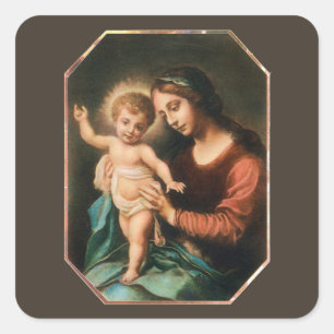 Madonna And Jesus Square Sticker